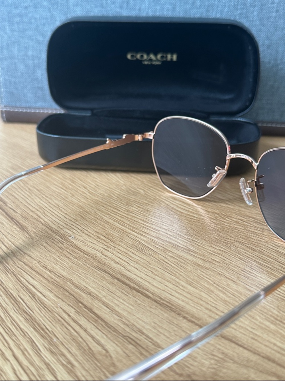 Coach Rose Gold Frame Sunglasses with Brown Lenses & case - Picture 7 of 16